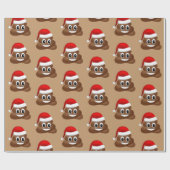 Kerstpoep emoji met kerstmuts cadeaupapier (Vlak)