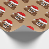 Kerstpoep emoji met kerstmuts cadeaupapier (Hoek)
