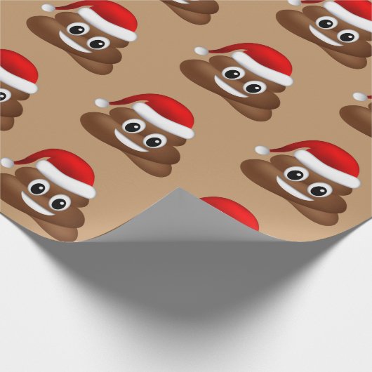 Kerstpoep emoji met kerstmuts cadeaupapier (Hoek)