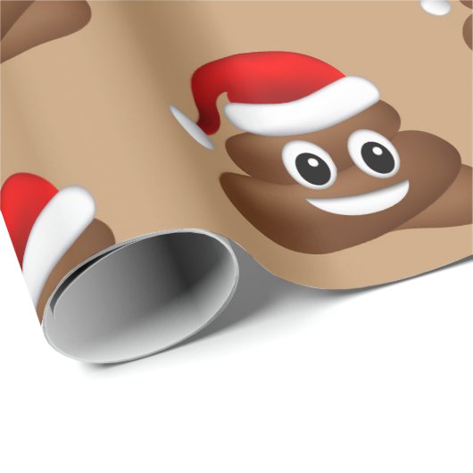 Kerstpoep emoji met kerstmuts cadeaupapier (Rol Hoek)