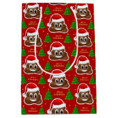 Kerstpoep emoji met kerstmuts cadeautas (Voorkant)