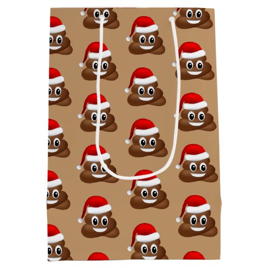 Kerstpoep emoji met kerstmuts cadeautas (Achterkant)