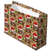 Kerstpoep emoji met kerstmuts cadeautas (Voorkant Gekanteld)