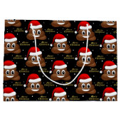 Kerstpoep emoji met kerstmuts cadeautas (Achterkant)
