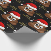 Kerstpoep emoji met kerstmuts inpakpapier (Hoek)
