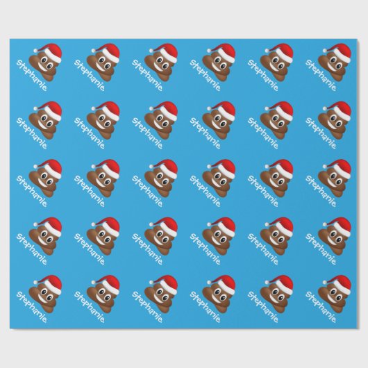 Kerstpoep emoji met kerstmuts inpakpapier (Vlak)