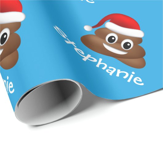 Kerstpoep emoji met kerstmuts inpakpapier (Rol Hoek)