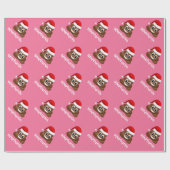 Kerstpoep emoji met kerstmuts inpakpapier (Vlak)