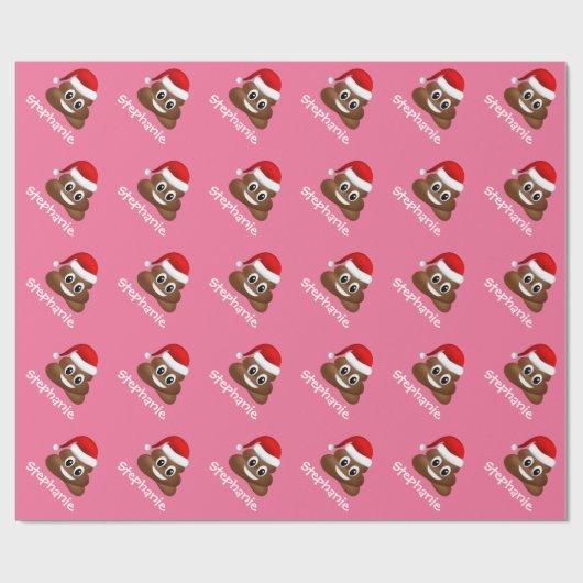 Kerstpoep emoji met kerstmuts inpakpapier (Vlak)