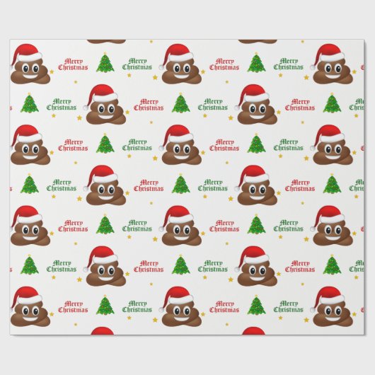 Kerstpoep emoji met kerstmuts inpakpapier (Vlak)