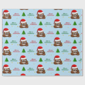 Kerstpoep emoji met kerstmuts inpakpapier (Vlak)