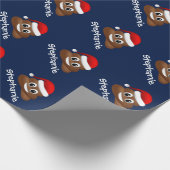Kerstpoep emoji met kerstmuts inpakpapier (Hoek)