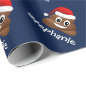Kerstpoep emoji met kerstmuts inpakpapier (Rol Hoek)