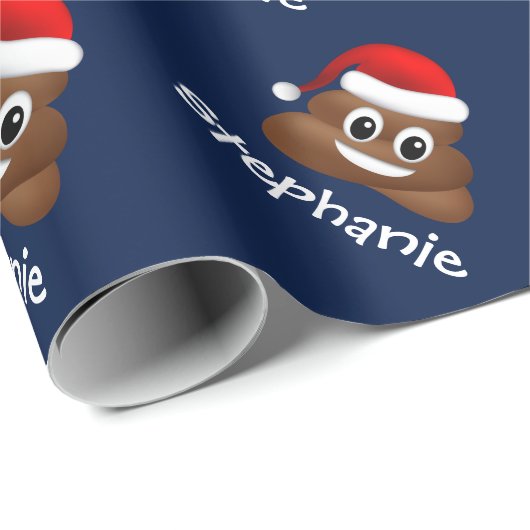 Kerstpoep emoji met kerstmuts inpakpapier (Rol Hoek)