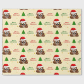 Kerstpoep emoji met kerstmuts inpakpapier (Vlak)