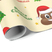 Kerstpoep emoji met kerstmuts inpakpapier (Rol Hoek)