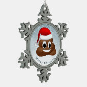 Kerstpoep emoji met kerstmuts tin sneeuwvlok ornament (Links)
