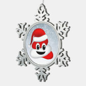 Kerstpoep emoji met kerstmuts tin sneeuwvlok ornament (Rechts)