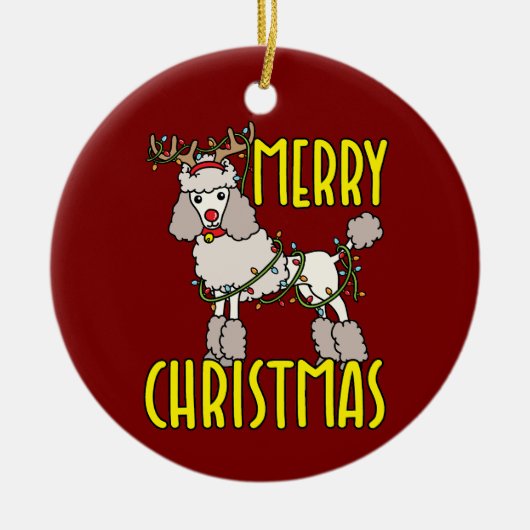 Kerstpoes met rendierAntlers Keramisch Ornament (Voorkant)