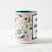 Kerstpoinsettia Acorns Gray Aqua Lime Green Mok (Midden)