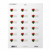 Kerstpoinsettia Adres label (Full Sheet)