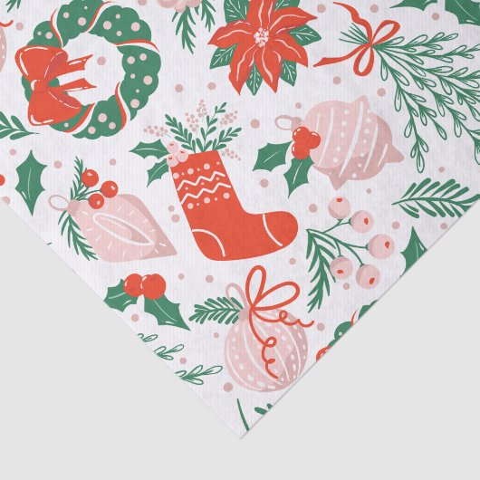 KerstPoinsettia, Berries en sierwaren Tissuepapier (Detail)