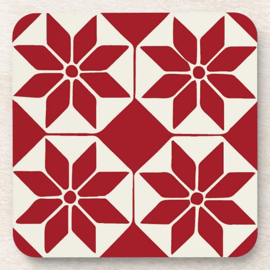 Kerstpoinsettia Bier Onderzetter (Voorkant)