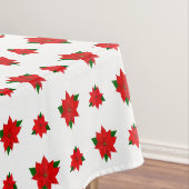 Kerstpoinsettia Bloemen op witte tablet Tafelkleed (Voorbeeld)