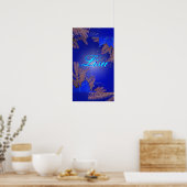 Kerstpoinsettia Blue Lisa I Poster (Keuken)