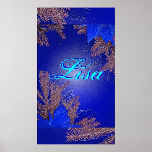 Kerstpoinsettia Blue Lisa I Poster (Voorkant)