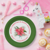 Kerstpoinsettia Bouquet, aangepast rood Papieren Bordje (Feest)