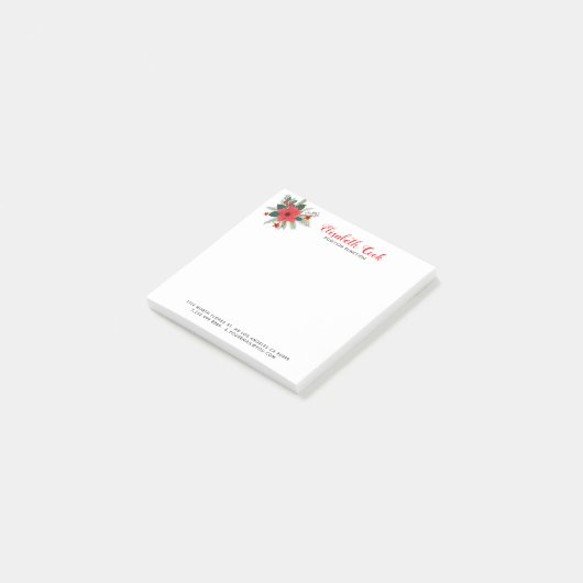 Kerstpoinsettia Bouquet Modern Typografie Post-it® Notes (Schuin)