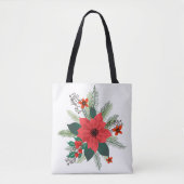 Kerstpoinsettia Bouquet Tote Bag (Voorkant)