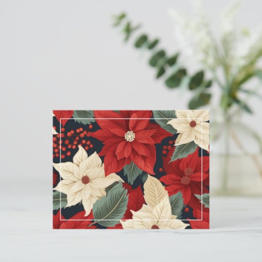 Kerstpoinsettia Briefkaart (Staand voorkant)