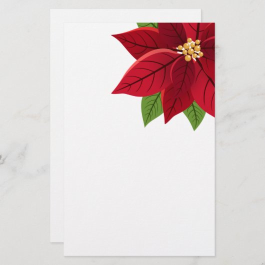 Kerstpoinsettia Briefpapier (Voorkant / Achterkant)