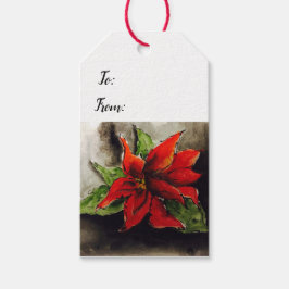Kerstpoinsettia Cadeaulabel