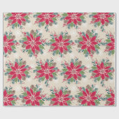 Kerstpoinsettia Cadeaupapier (Vlak)