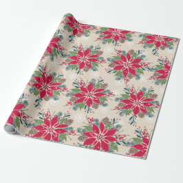 Kerstpoinsettia Cadeaupapier