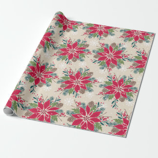 Kerstpoinsettia Cadeaupapier