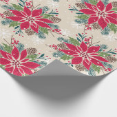 Kerstpoinsettia Cadeaupapier (Hoek)