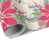 Kerstpoinsettia Cadeaupapier (Rol Hoek)