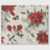 Kerstpoinsettia Cadeaupapier (Vlak)
