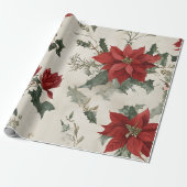 Kerstpoinsettia Cadeaupapier (Uitgerold)