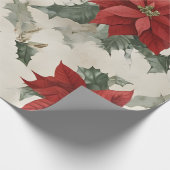 Kerstpoinsettia Cadeaupapier (Hoek)