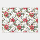 KerstPoinsettia, Camellia Flowers & Berries Inpakpapier Vel (Voorkant)