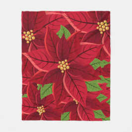 Kerstpoinsettia Fleece Deken