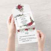 Kerstpoinsettia Floral Holiday Winter All In One Uitnodiging (Afscheurbaar)