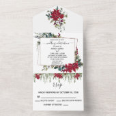 Kerstpoinsettia Floral Holiday Winter All In One Uitnodiging (Binnen)