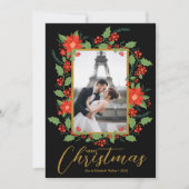 Kerstpoinsettia foto feestdagenkaart (Voorkant)