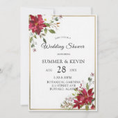 Kerstpoinsettia Gold FrameWedding-show Kaart (Voorkant)